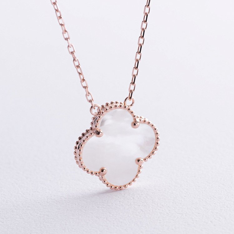 Кольє "Конюшина" в червоному золоті (перламутр) кол02483 від ювелірного магазину Онікс