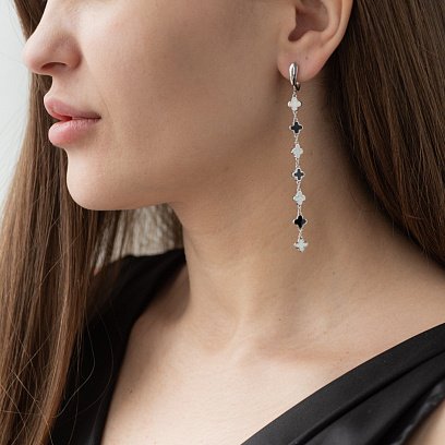 Срібні сережки "Конюшина" 122686 №2