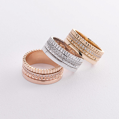 Каблучка "Sharon" з фіанітами (жовте золото) к08352 №3