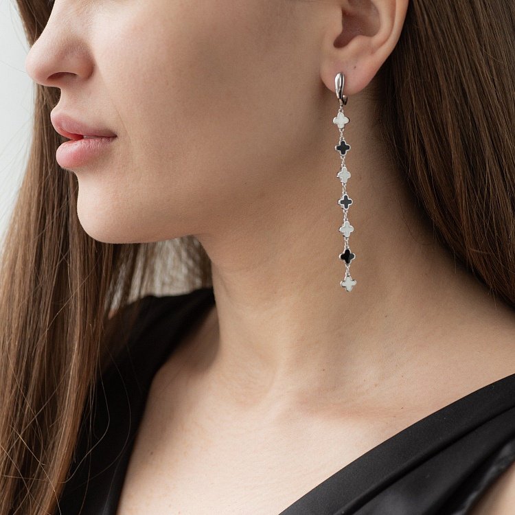 Срібні сережки "Конюшина" 122686 від ювелірного магазину Онікс - 1