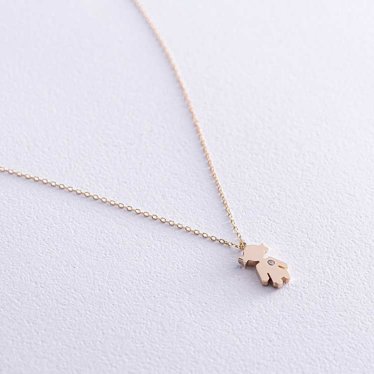 Кольє "Дівчинка" у жовтому золоті (фіаніт) кол02197 від ювелірного магазину Онікс