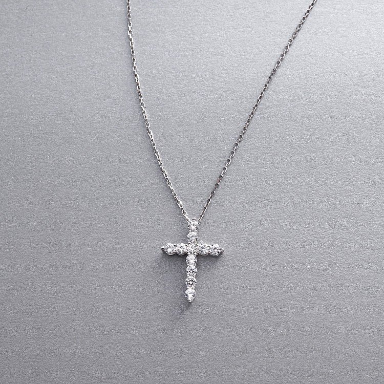 Колье "Крестик" в серебре с фианитами 1305 от ювелирного магазина Оникс - 2