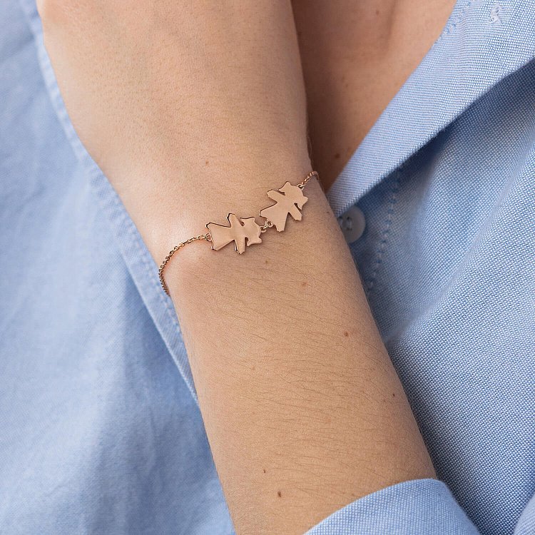 Браслет "Дві дівчинки" в червоному золоті (можливе гравіювання) з2088 від ювелірного магазину Онікс - 1