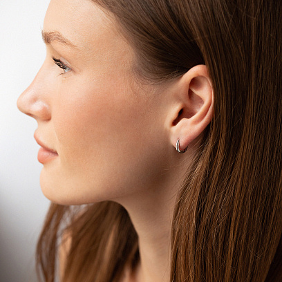 Сережки - кільця "Maya" у білому золоті с09186 №5