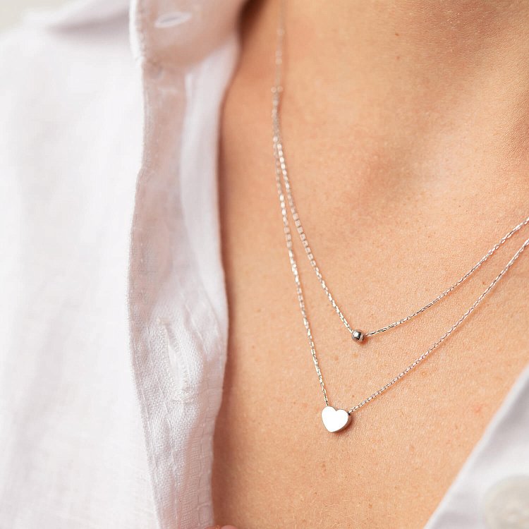 Двойное золотое колье "Шар и сердечко" кол02279 от ювелирного магазина Оникс - 1