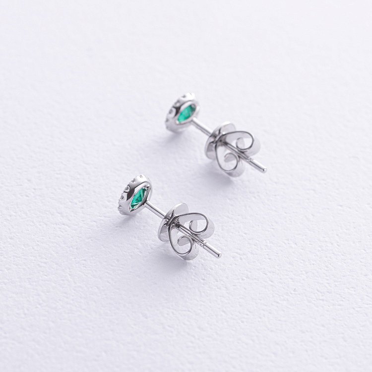 Золоті сережки - пусети (діаманти, смарагди) сб0528gm від ювелірного магазину Онікс - 3