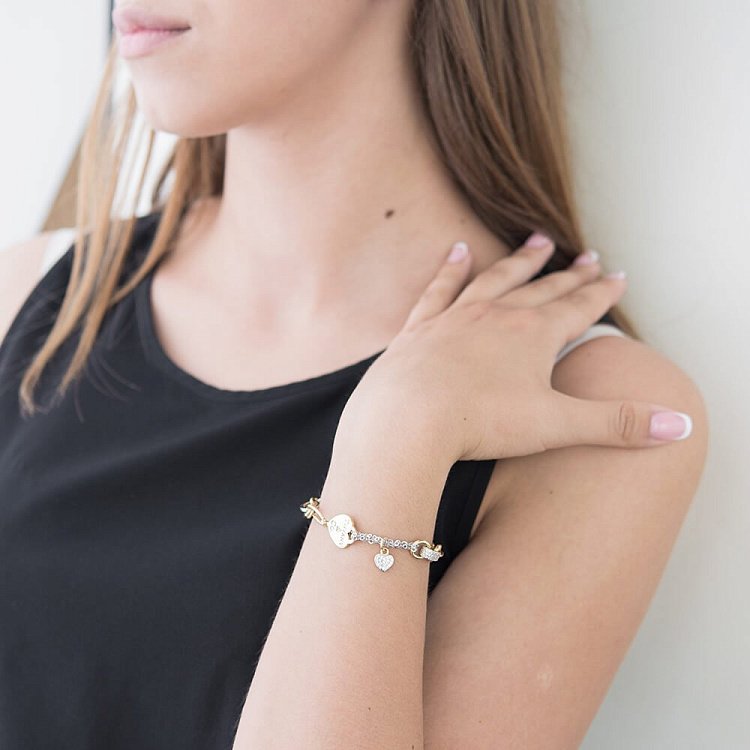 Ексклюзивний золотий браслет з фіанітами б02213 від ювелірного магазину Онікс