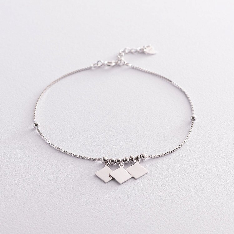 Серебряный браслет "Квадратики" на ногу 141542 от ювелирного магазина Оникс