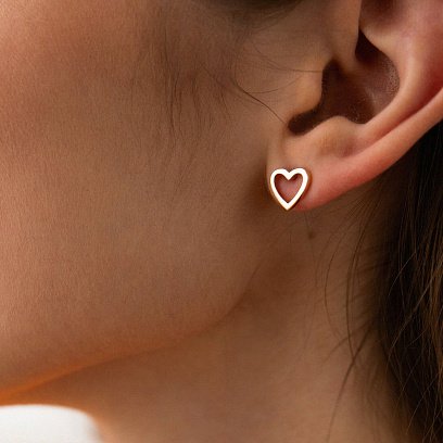 Сережки - пусети "Сердечки" у жовтому золоті с08171 №6