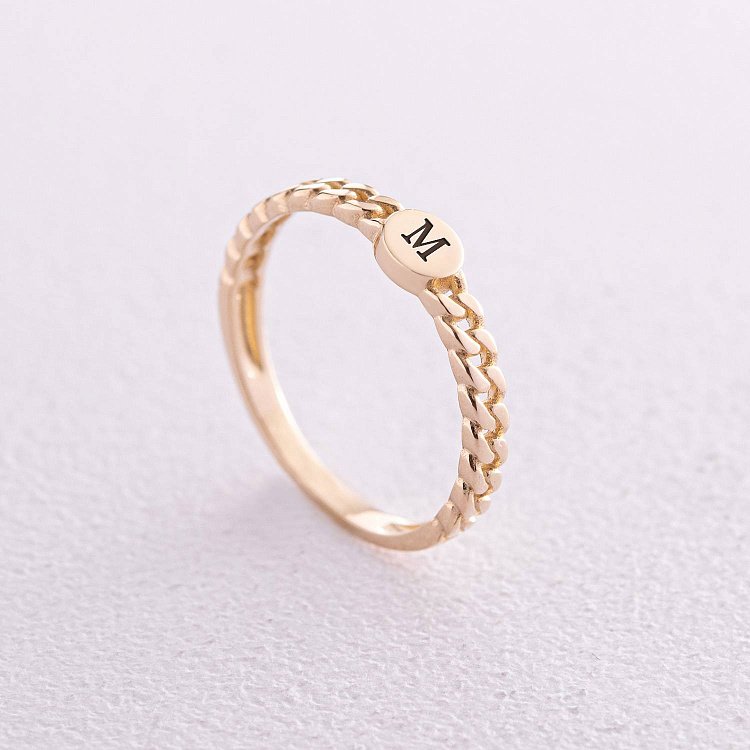 Кольцо "Цепочка" в желтом золоте (возможна гравировка) к07131 от ювелирного магазина Оникс - 4