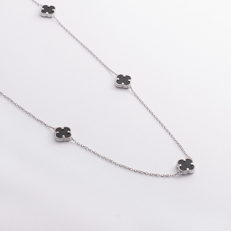 Серебряное колье "Клевер" (оникс) 181336 от ювелирного магазина Оникс - 2