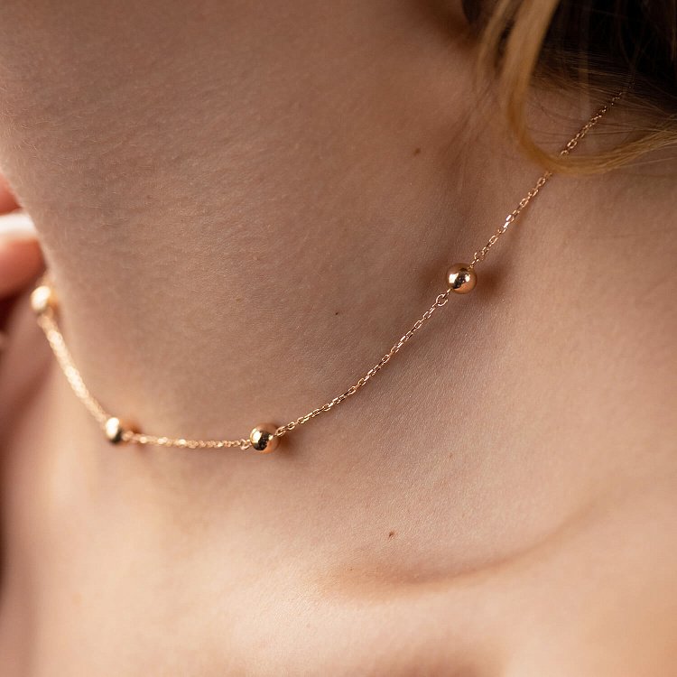 Кольє - краватка 2 в 1 "Кульки" у червоному золоті кол02066 від ювелірного магазину Онікс - 5