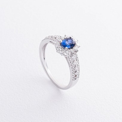 Золота каблучка з сапфіром і діамантами кб0556ca