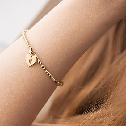 Жорсткий золотий браслет "Сердечко" б02775 №7