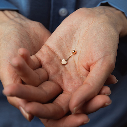 Золотий пірсинг в пупок "Сердечко" (фіаніт) пир00224 №2