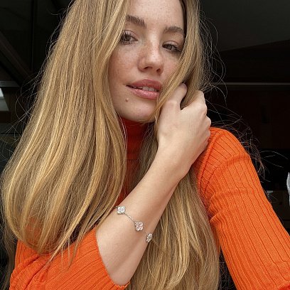 Срібний браслет "Конюшина" з перламутром 141779 №8