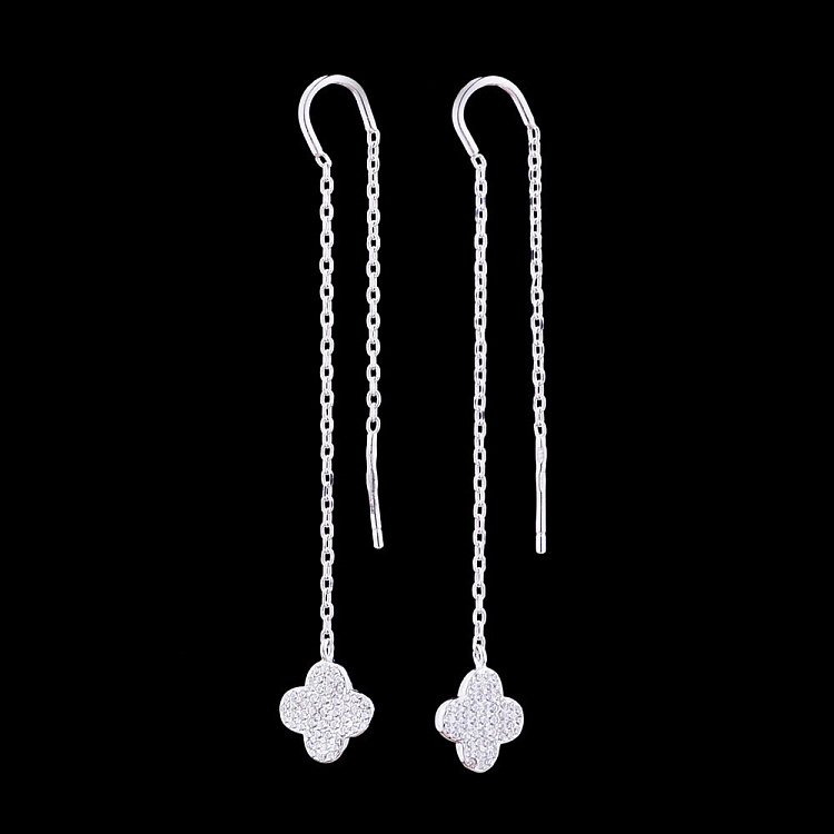 Срібні сережки "Конюшина" з фіанітами 121709 від ювелірного магазину Онікс