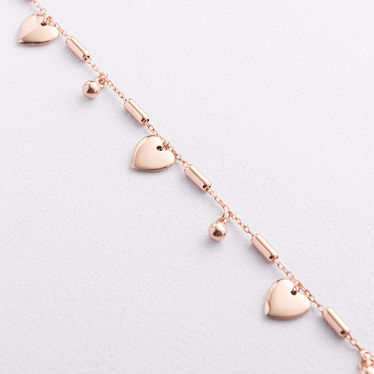 Золотий браслет "Сердечки" б05822 від ювелірного магазину Онікс - 2