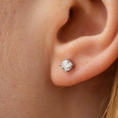 Серьги - пусеты с бриллиантами (белое золото) 331401121 №4