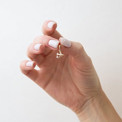 Золотой кулон "Самолетик" п03273 №2