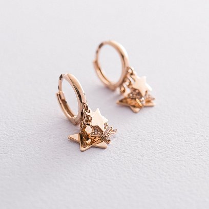 Золотые серьги-кольца Звездочки с06620 №3