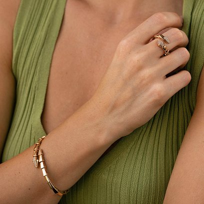 Кольцо "Змея" в красном золоте (фианиты) к07366 №2