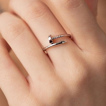 Кольцо "Гвоздь" в белом золоте к06966 №4