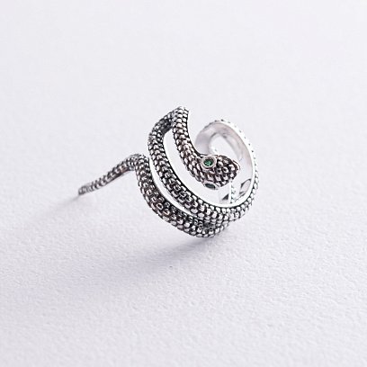Срібна сережка - каффа "Змія" 123291 №2
