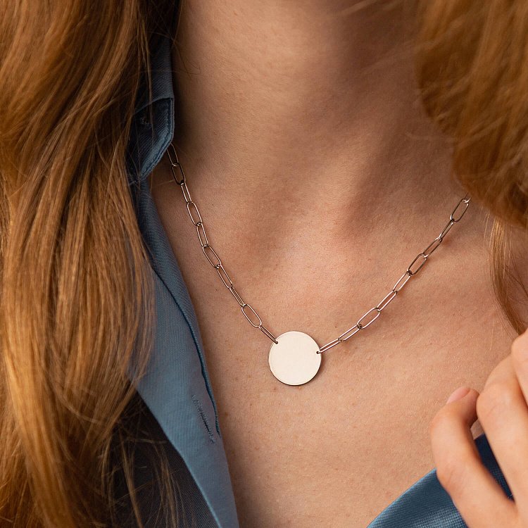 Кольє з монеткою для гравіювання (біле золото) кол02391 від ювелірного магазину Онікс - 4