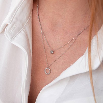 Подвійне золоте кольє "Ханна" з фіанітами кол02049 №4