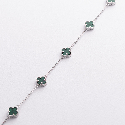 Срібний браслет "Конюшина" (малахіт) 141843 №2