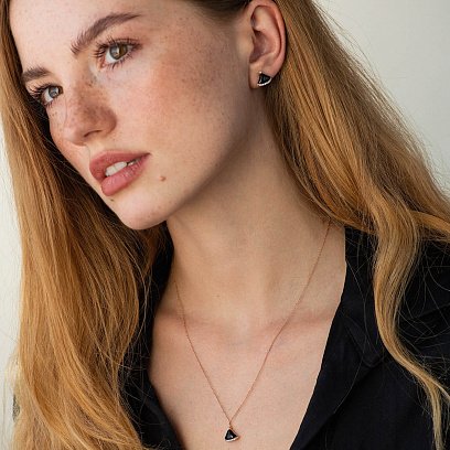 Золоте кольє (онікс, діаманти) колб0118sm №4