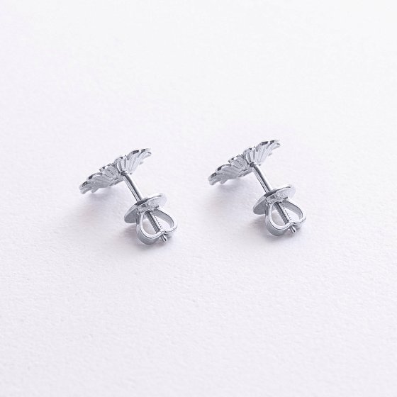 Серьги - пусеты "Подсолнухи" в белом золоте mini с09266 №3