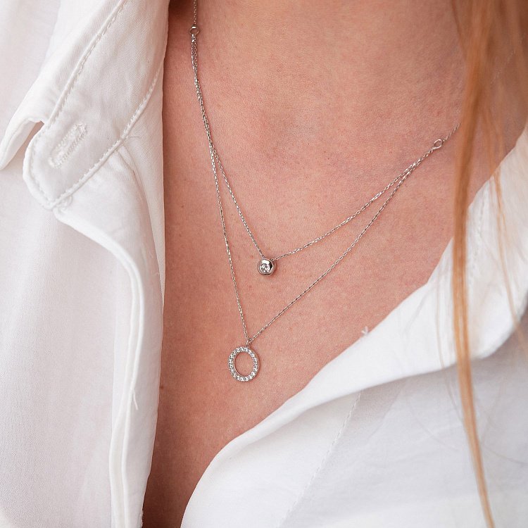 Подвійне золоте кольє "Ханна" з фіанітами кол02049 від ювелірного магазину Онікс - 3