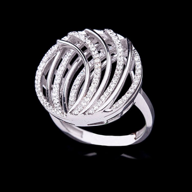 Золотое кольцо с фианитами к02773 - 2 Золотое кольцо с фианитами к02773 от ювелирного магазина Оникс - 2