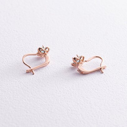 Дитячі золоті сережки "Квіточки" (блакитні фіаніти) с05767 №3