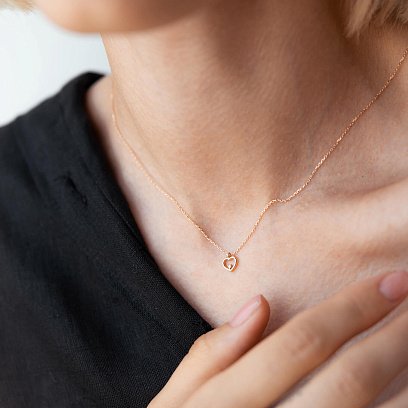 Колье "Сердечко" в красном золоте кол02201 №5