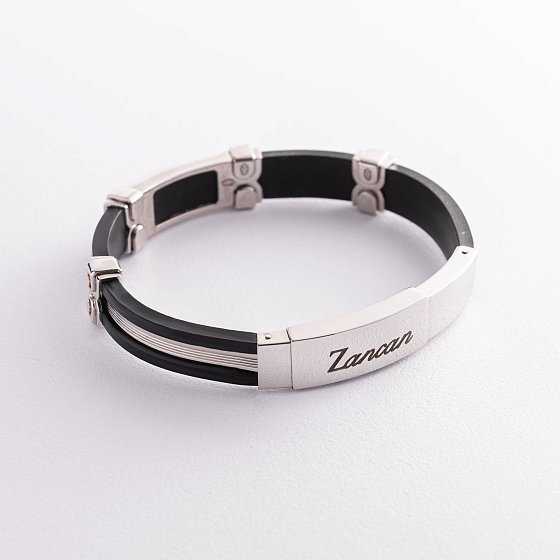 Мужской браслет из каучука и серебра ZANCAN EXB507R-N №4
