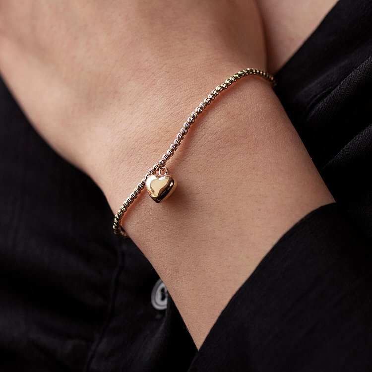 Золотой браслет "Сердечко" б03129 от ювелирного магазина Оникс