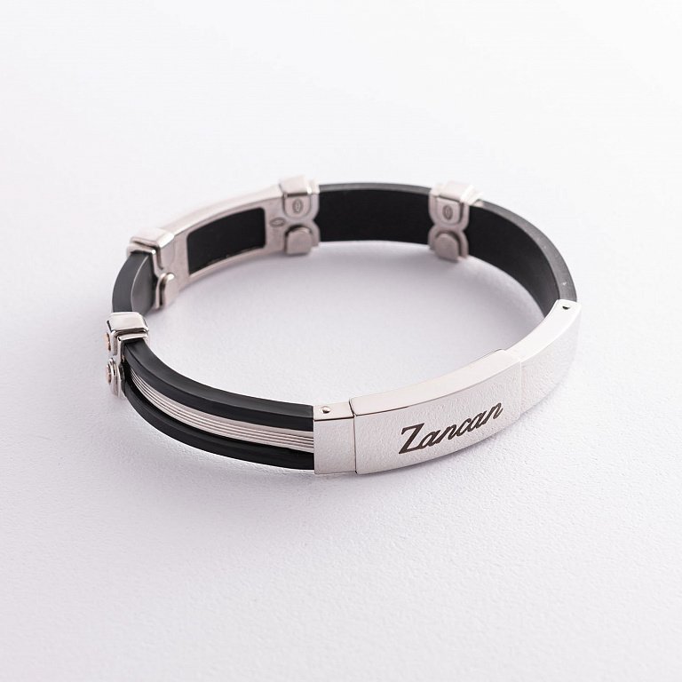 Мужской браслет из каучука и серебра ZANCAN EXB507R-N - купить