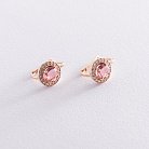 Золоті сережки з рожевими і білими фіанітами с07465 от ювелирного магазина Оникс - 3