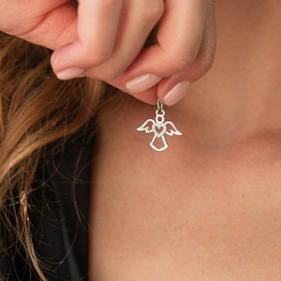 Золота підвіска "Янголятко" з діамантами 16281121 №2