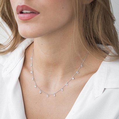 Серебряное колье с фианитами 18519 №5