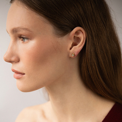 Сережки - пусети з діамантами (жовте золото) сб0371 №2