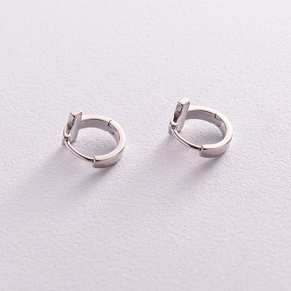 Срібні сережки "Хрестики" з емаллю 123159 №4