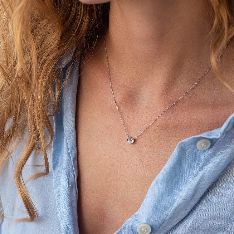 Колье "Сердечко" с фианитами (белое золото) кол02291 от ювелирного магазина Оникс - 1