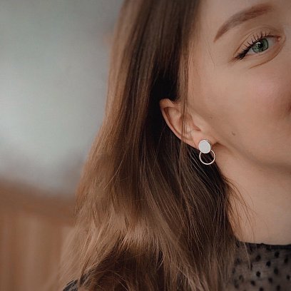 Золотые серьги-пусеты "Кружочки" с06687 №2