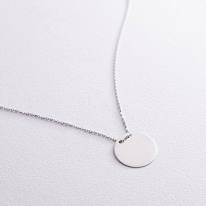 Кольє "Монетка" у білому золоті (можливе гравіювання) кол02277 №7