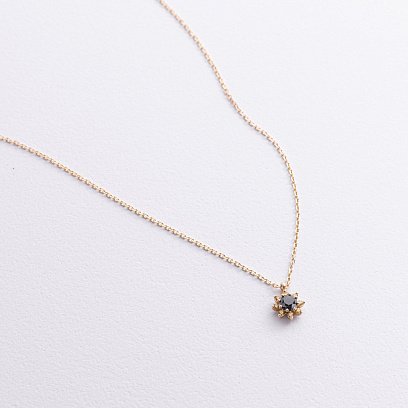 Кольє "Квіточка" з діамантами (жовте золото) 742601622 №3