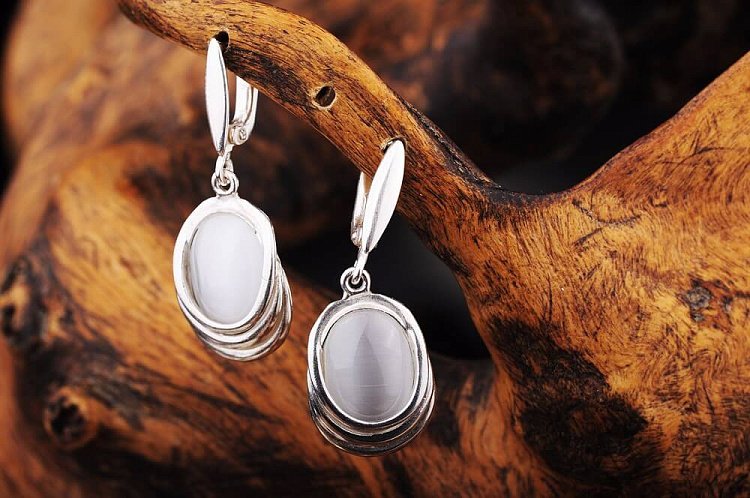 Серьги (улексит) 12608у от ювелирного магазина Оникс - 1